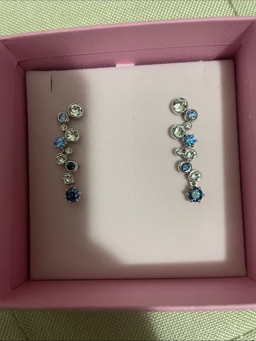 Swarovski Blue Gradient Crystal Drop Earrings - Women Jewelry - Picture 2 of 11